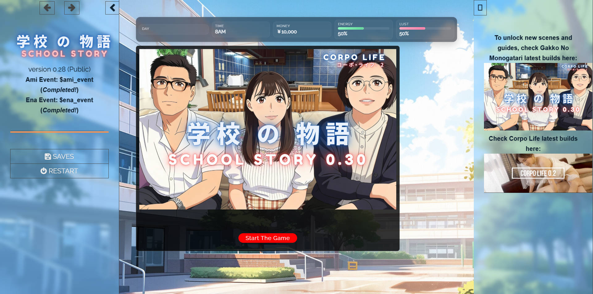 [SLG/真人/HTML] 学校の物语 Gakko No Monogatari V0.28 浏览器汉化 [26G/FM/WY]